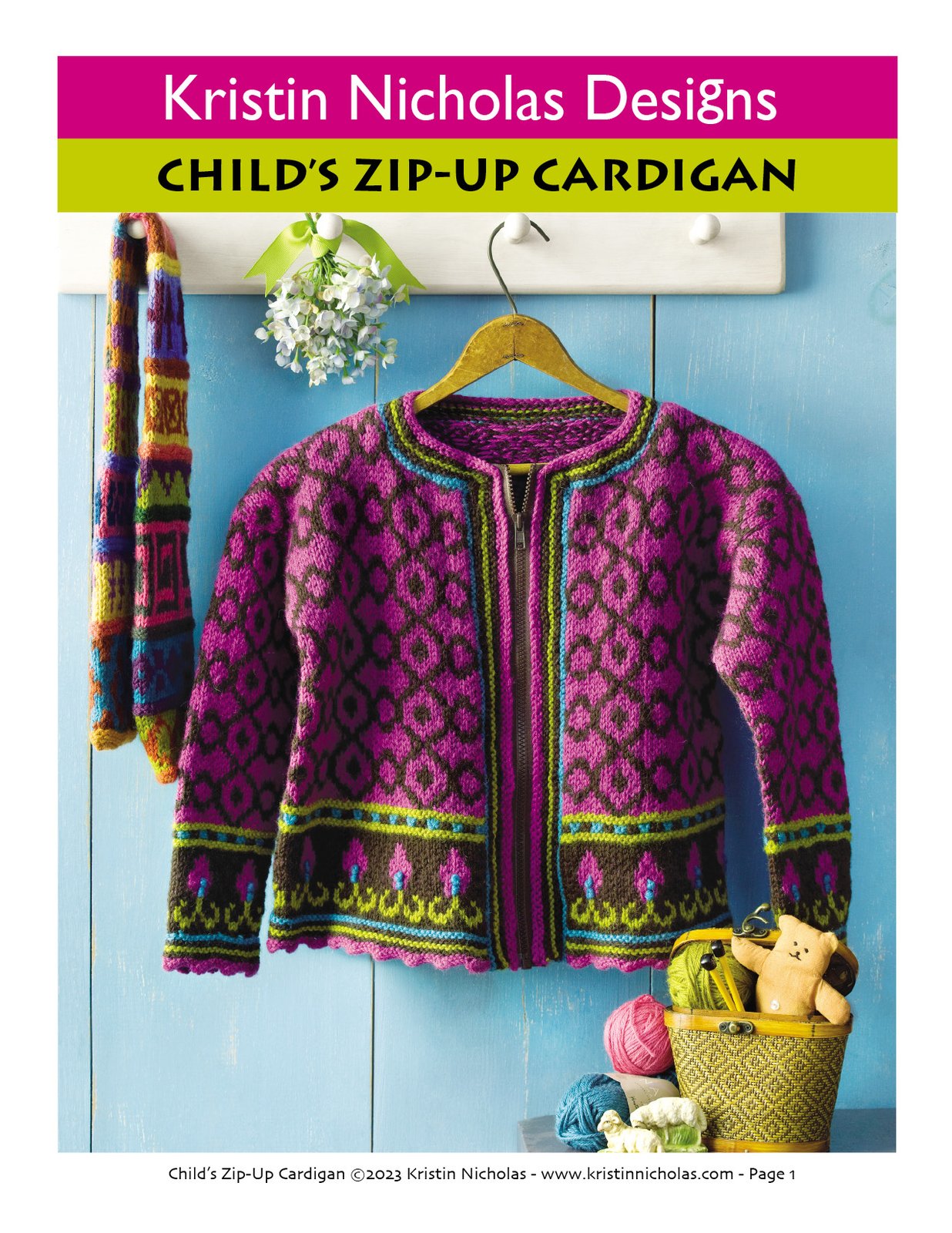 Knit PDF - Child's Zip-Up Cardigan